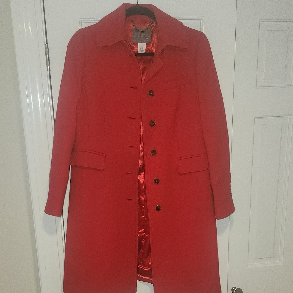 J. Crew Vibrant Red Double Cloth Coat